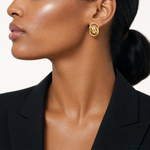 14k Polished Fancy Omega Back Post Earrings - Model Shot