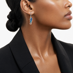 Sterling Silver Rhodium-plated Polished Crystal Seahorse Dangle Earrings - Model Shot