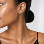 Sterling Silver Rhodium-Plated Polished Crystal Eternity Post Earrings - Model Shot