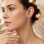 Sterling Silver Rhodium-plated Polished Crystal Jellyfish Post Earrings - Model Shot