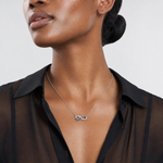 Sterling Silver Rhodium-Plated Polished Crystal Eternity 16.5 +2in Necklace - Model Shot