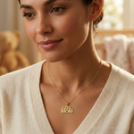14k Polished GIRL MOM Pendant - Model Shot
