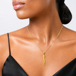 14k Polished Hollowed Italian Horn Pendant - Model Shot