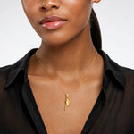 14k Polished Hollowed Italian Horn Pendant - Model Shot