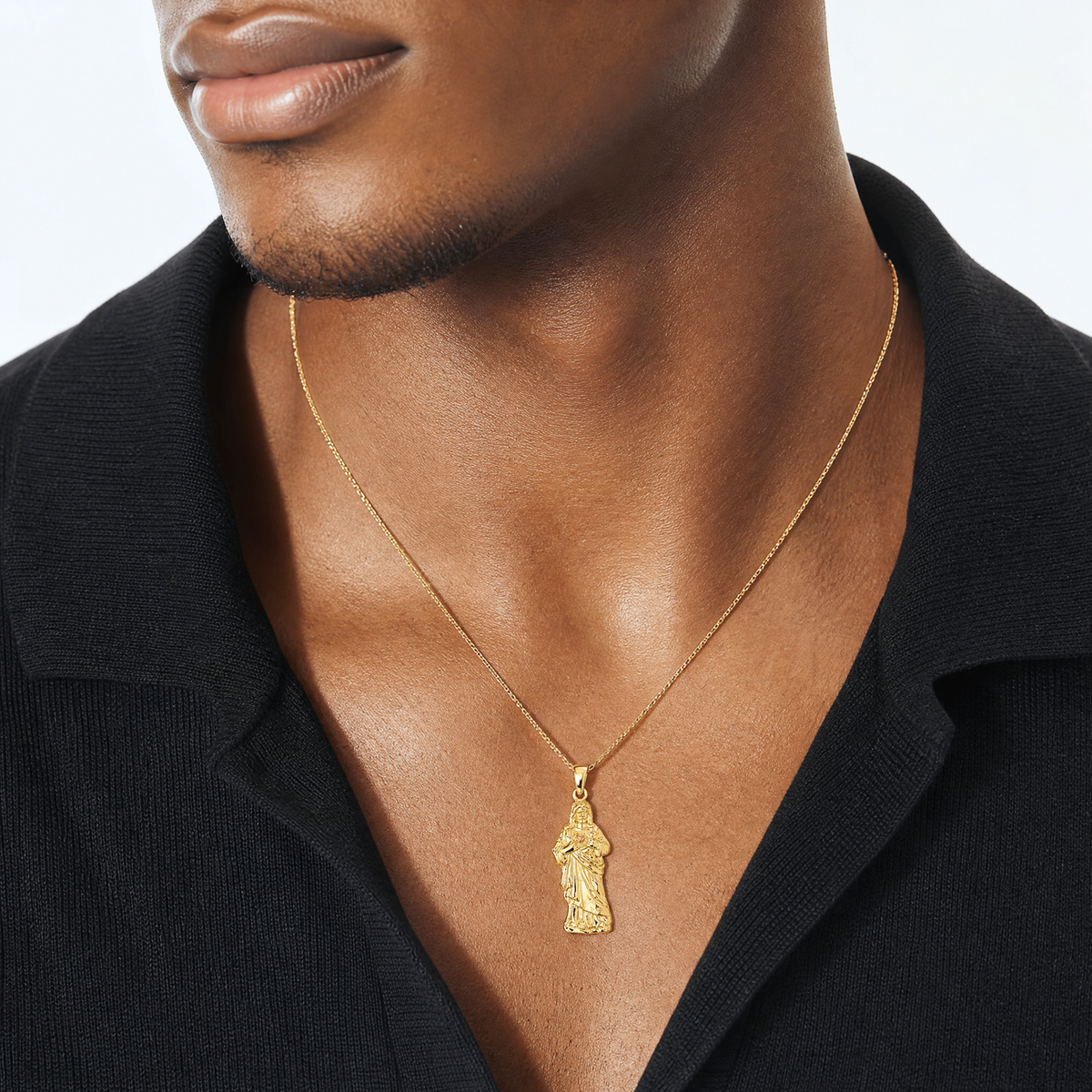 14k with Rose-tone Polished Sacred Heart of Jesus Pendant - Model Shot