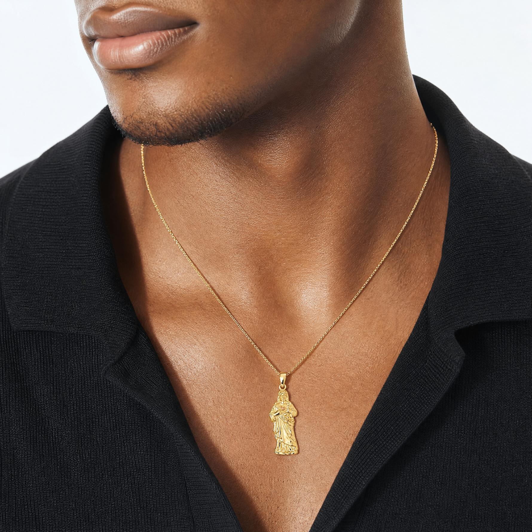 14k with Rose-tone Polished Sacred Heart of Jesus Pendant - Model Shot