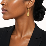 14k Polished Diamond-Cut Filigree Dangle Leverback Earrings - Model Shot