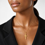 14k Hollow Cross Pendant - Model Shot