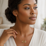 14k Two-tone MOM - DAUGHTER Break-apart Hearts Pendant - Model Shot