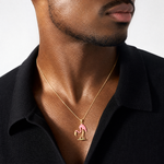 14k Enameled 3-D Pink Flamingo Pendant - Model Shot