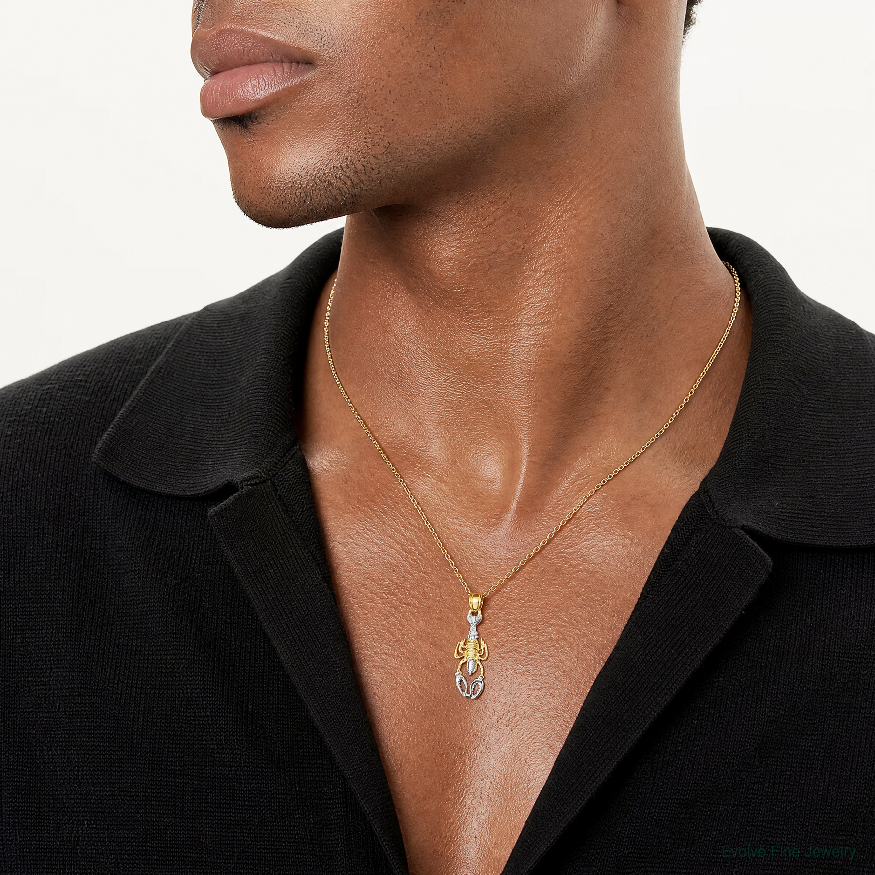 14K with White Rhodium Lobster Charm - Model Shot