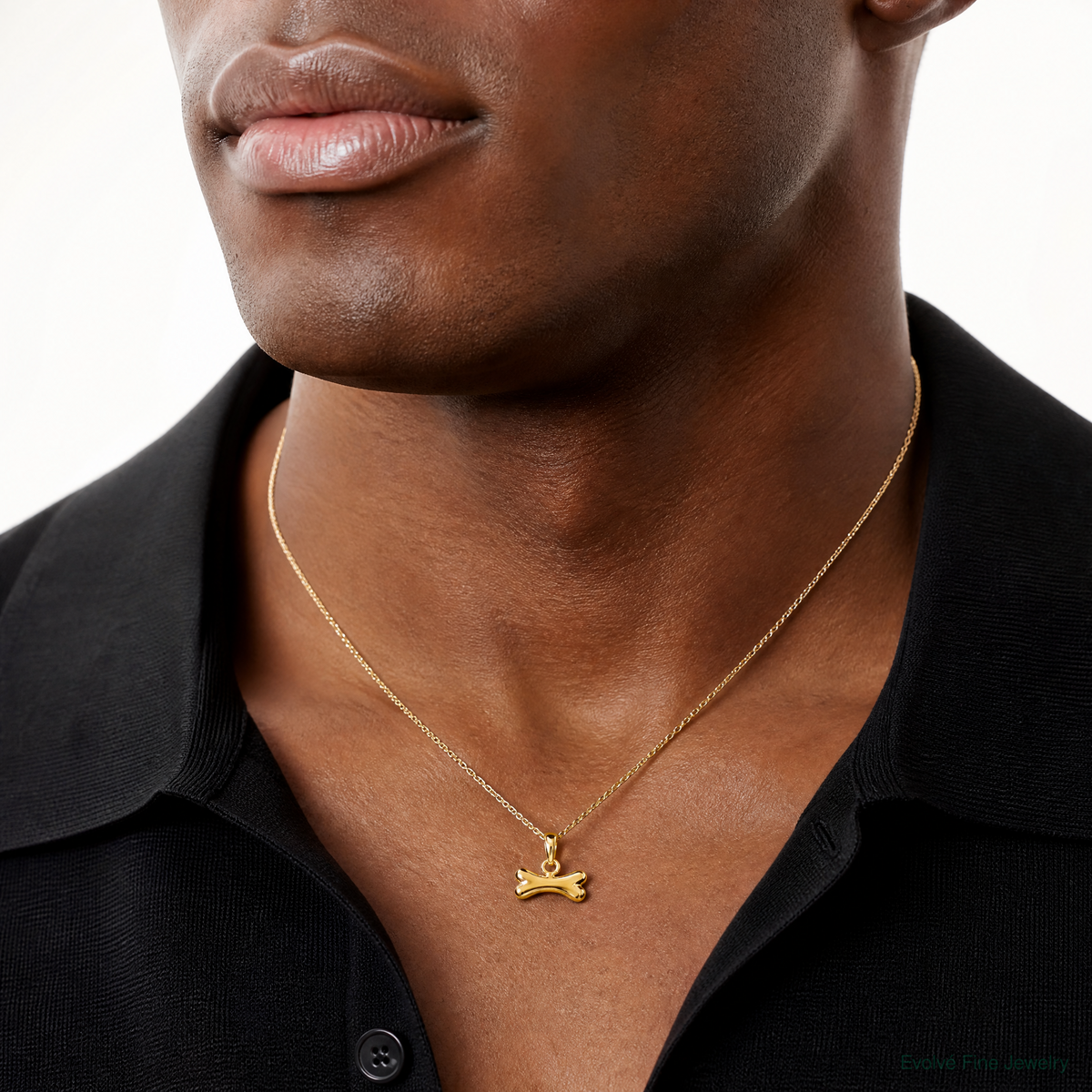 14k Dog Bone Pendant - Model Shot