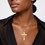 14k Satin Finish Crucifix Pendant - Model Shot