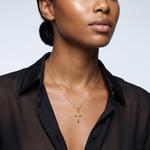 14k Small Cross Charm - Model Shot