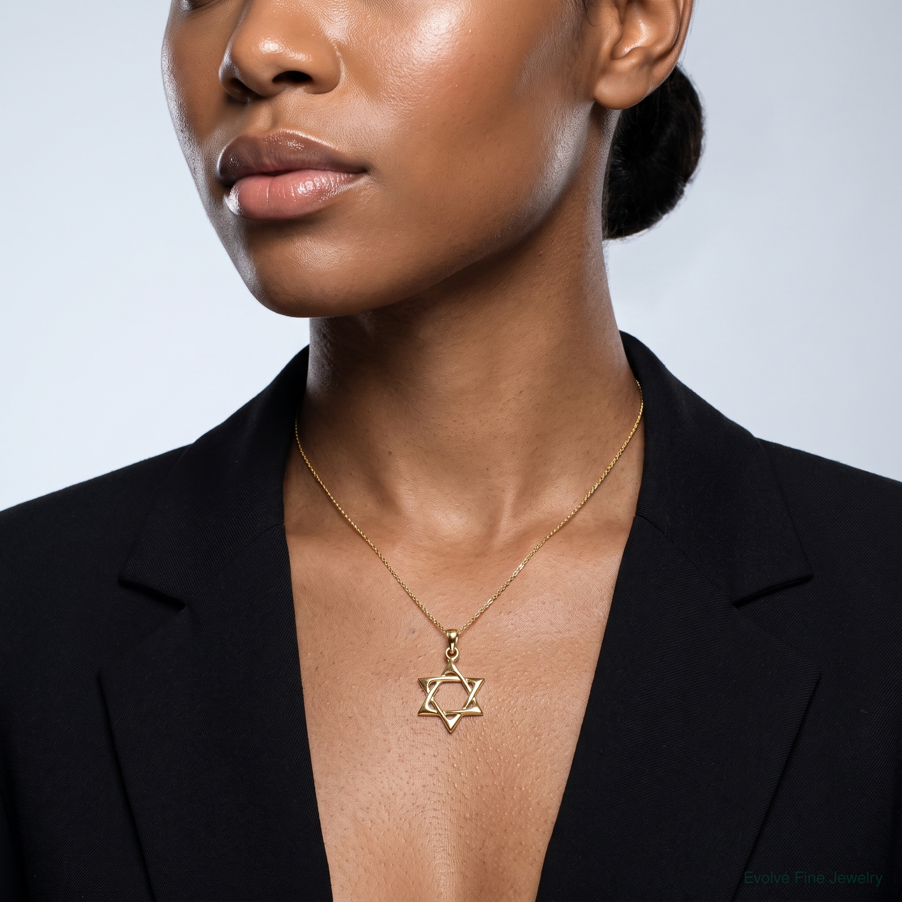 14k Star of David Pendant - Model Shot