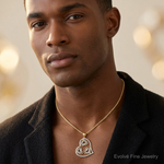 14K w/ Rhodium Polished Hearts Inside Heart Pendant - Model Shot