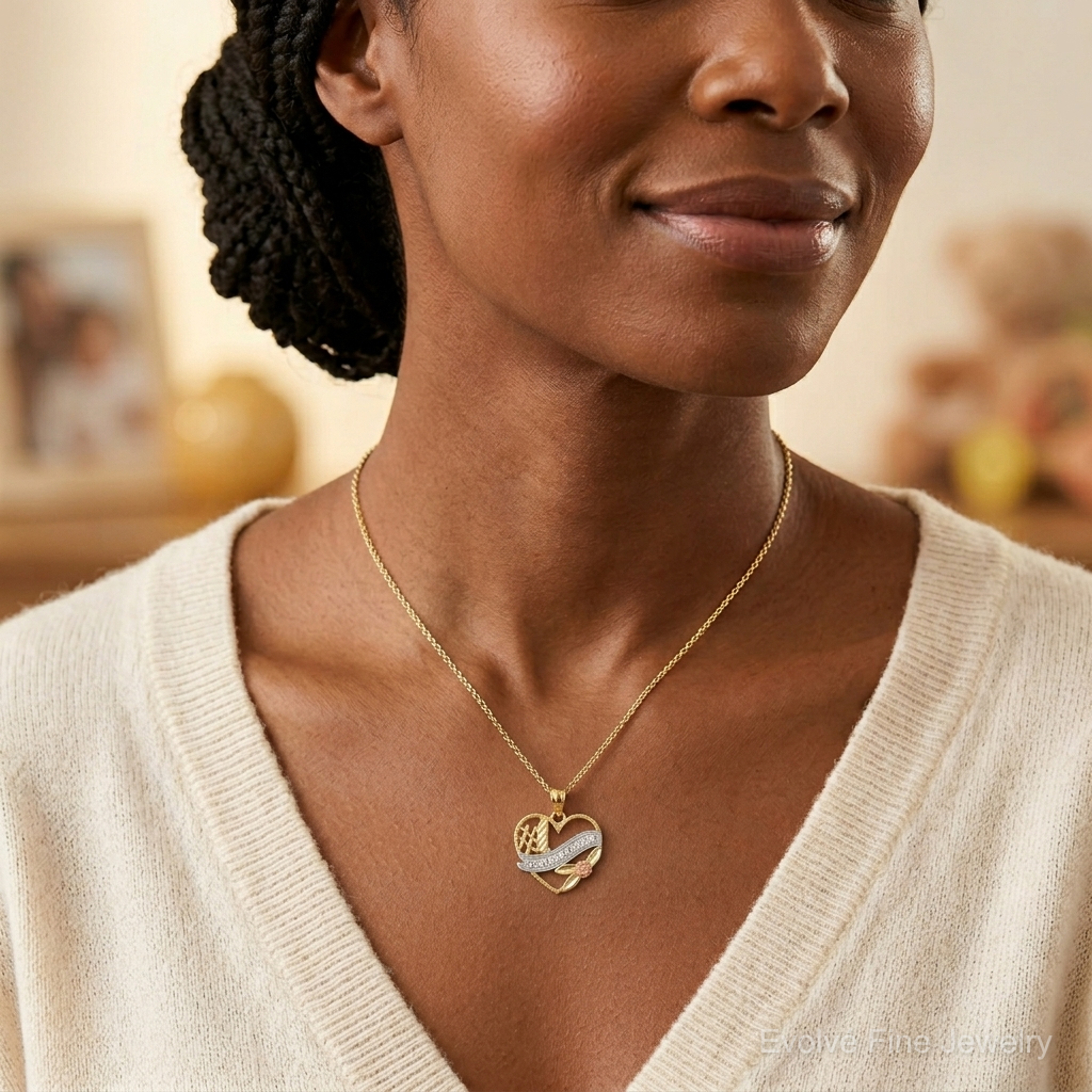 14k Two-tone w/White Rhodium 