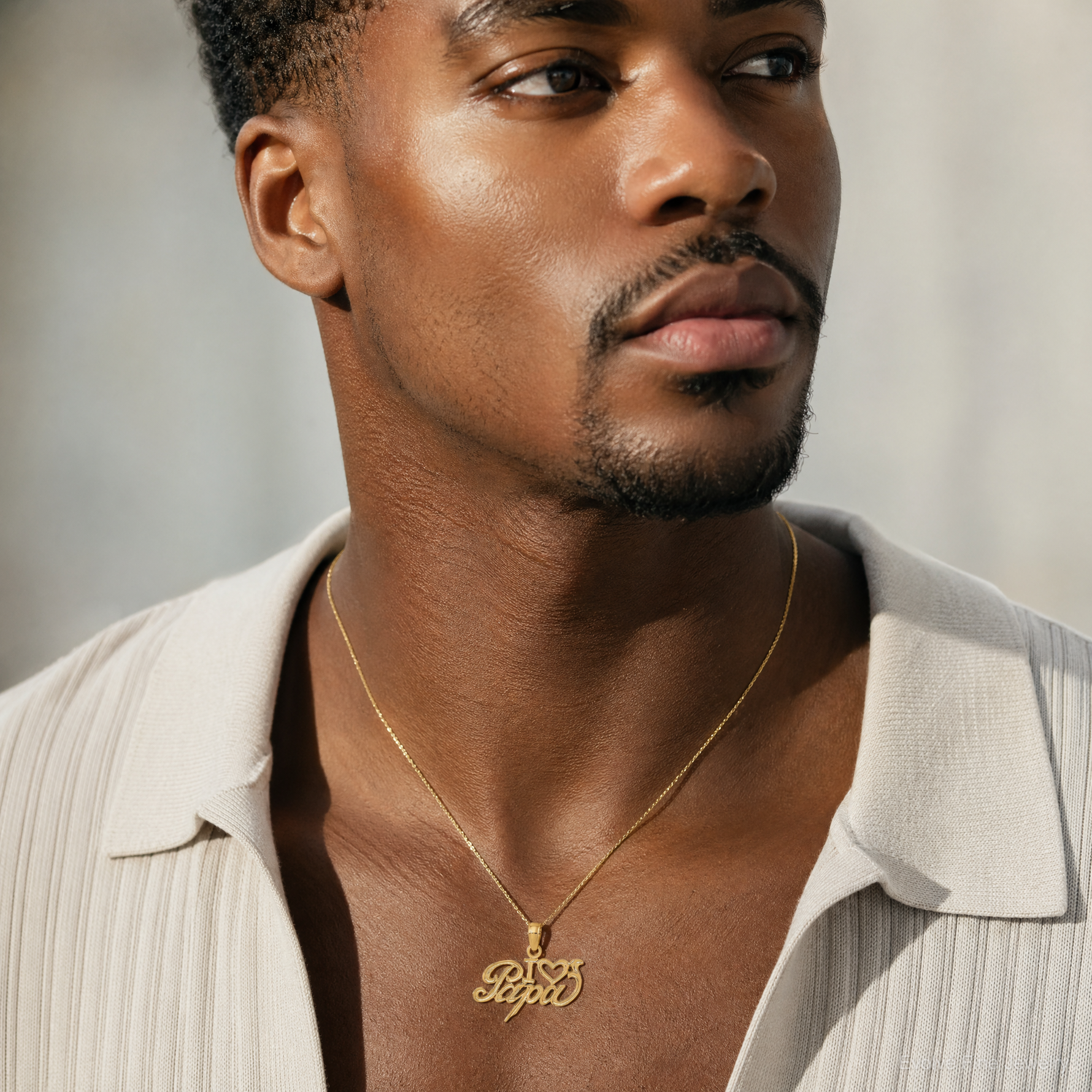 14k I Heart PAPA Charm - Model Shot