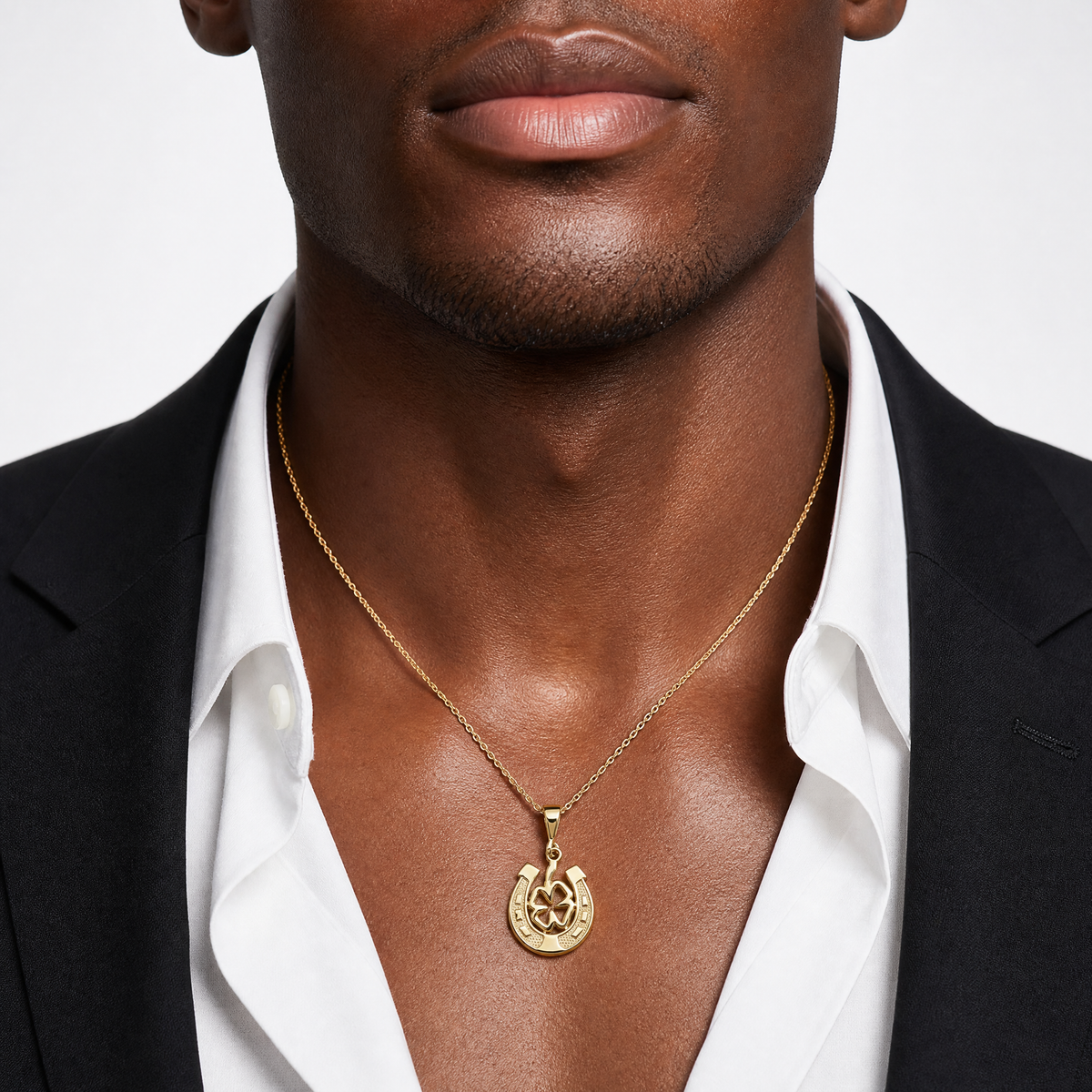 14k Good Luck Clover Pendant - Model Shot