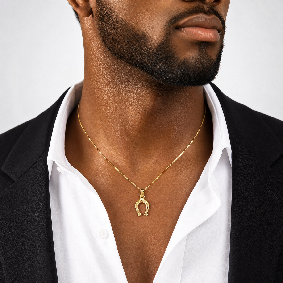 14K Horseshoe Pendant - Model Shot