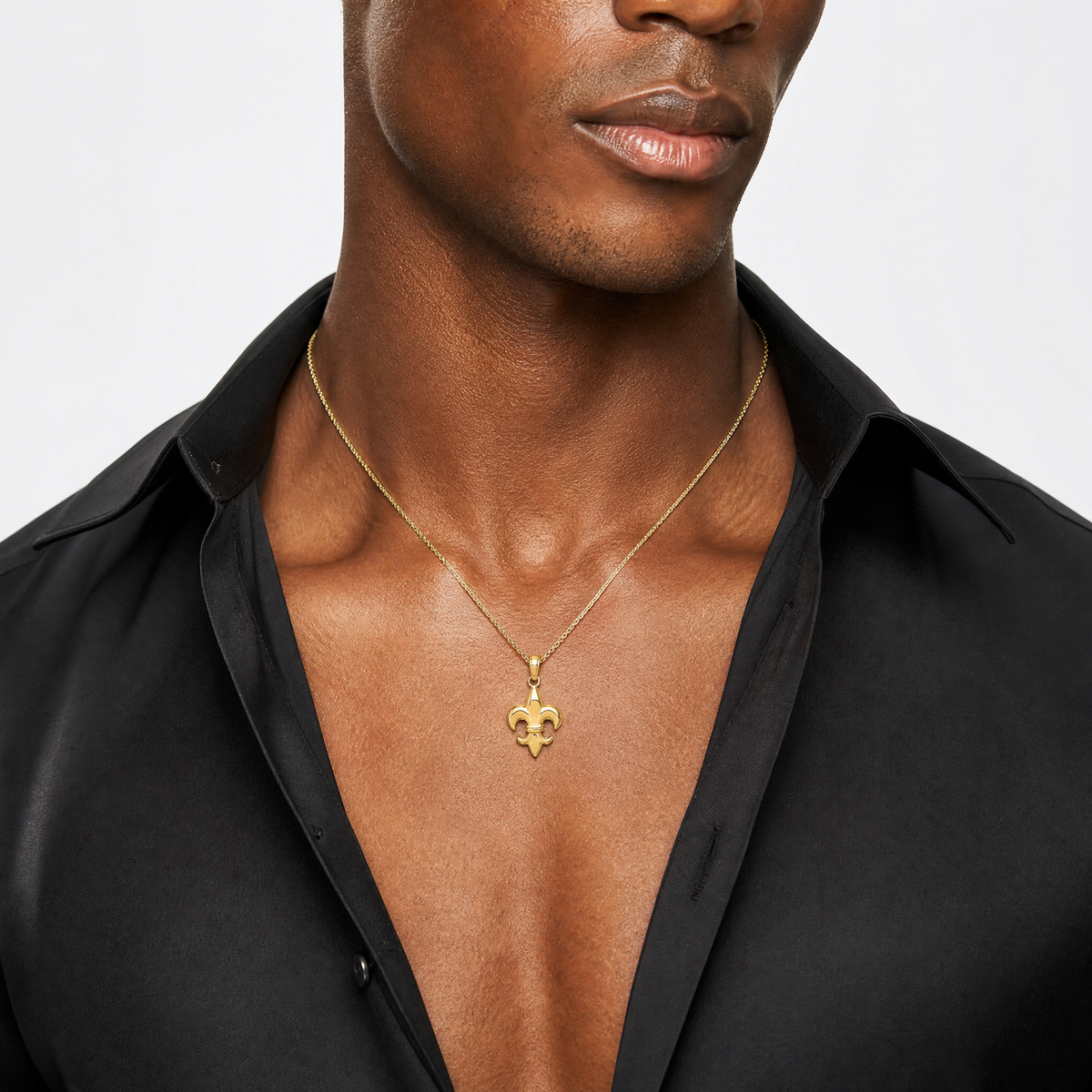 14k Small Fleur-De-Lis Pendant - Model Shot