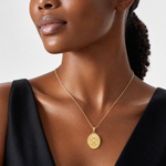 14k Fleur-De-Lis on Oval Disk Pendant - Model Shot