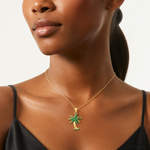 14k Enameled Palm Tree Pendant - Model Shot