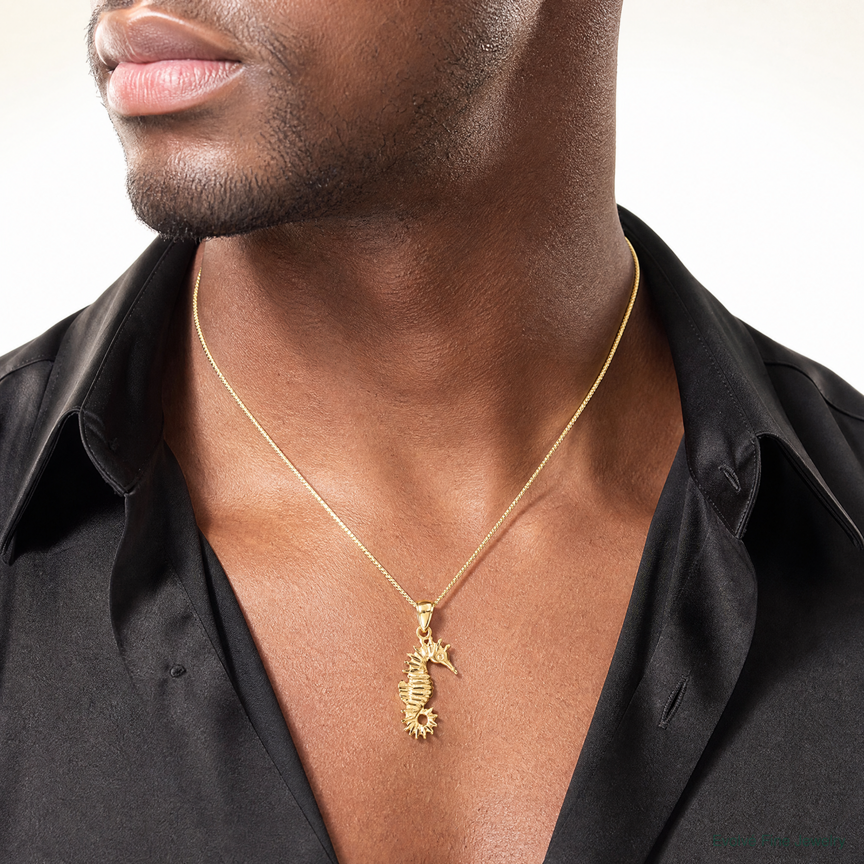 14K Seahorse Pendant - Model Shot