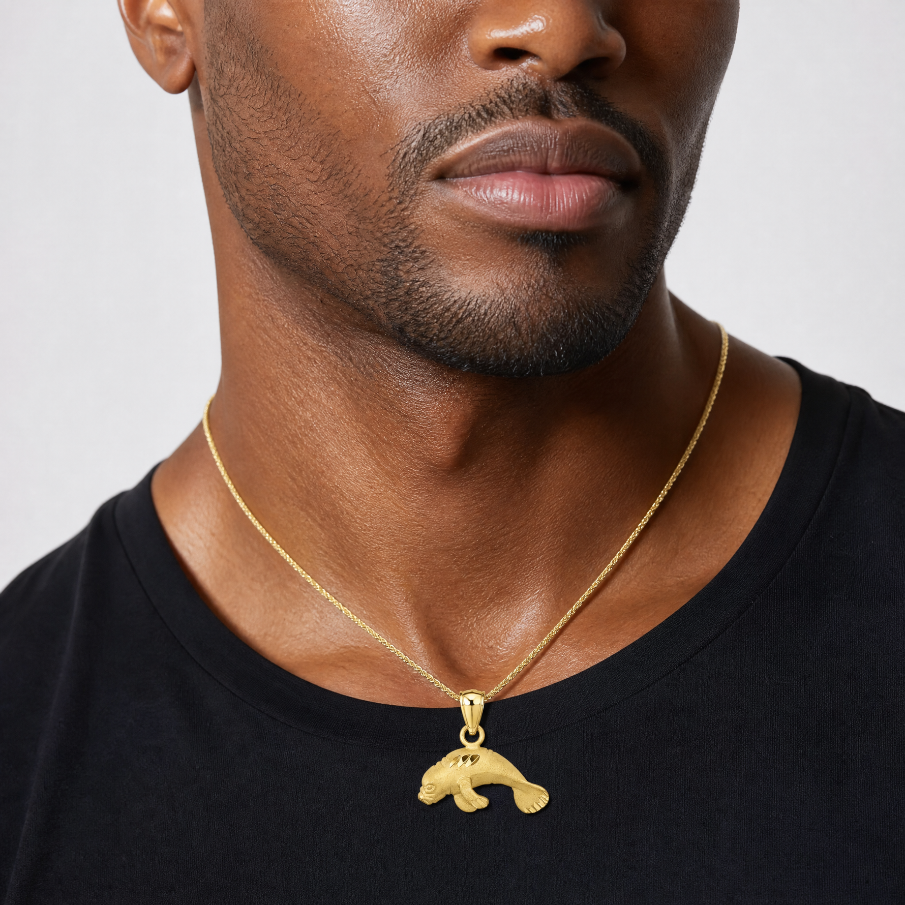 14K Manatee Pendant - Model Shot