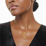 14K Dolphin and Palm Tree Pendant - Model Shot