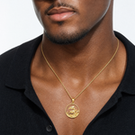 14k Double Dolphin Circle Pendant - Model Shot