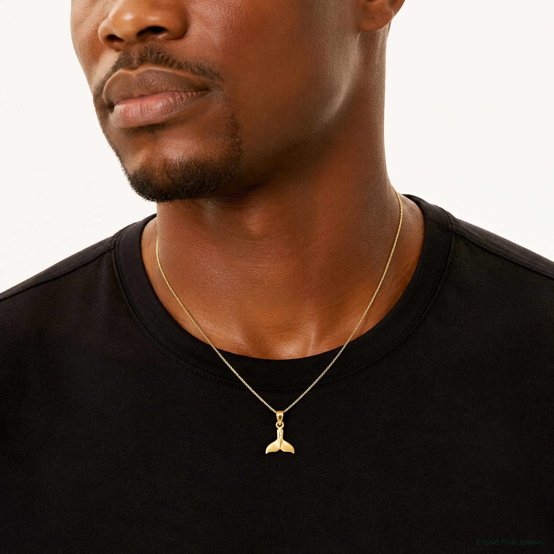 14K 3D Whale Tail Pendant - Model Shot