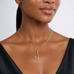 14K Yellow Gold 3D Fish Hook Pendant - Model Shot