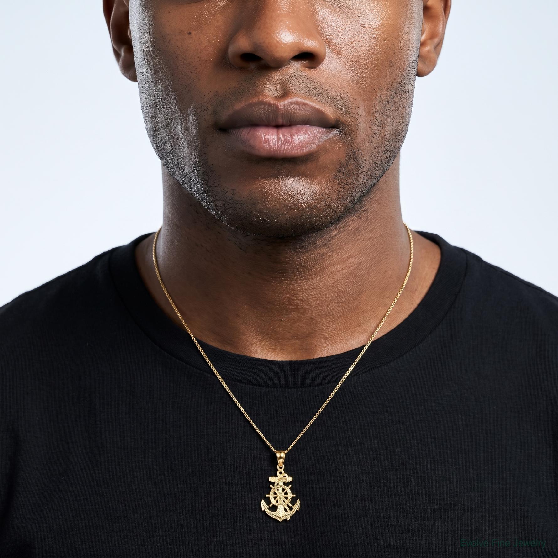14k Mariner's Cross Pendant - Model Shot
