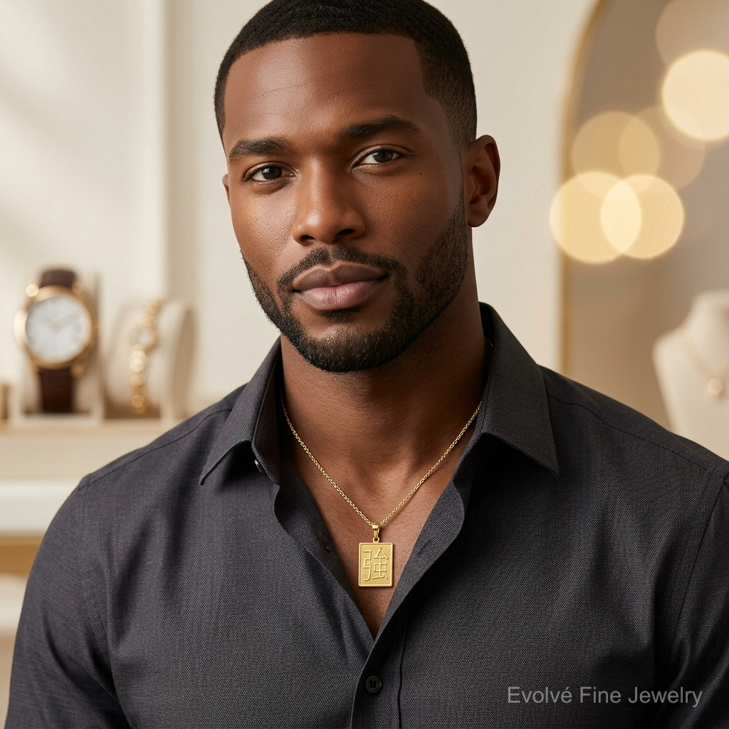 14k Strength Pendant - Model Shot