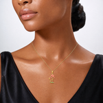 14k Enameled Flamingo Pendant - Model Shot