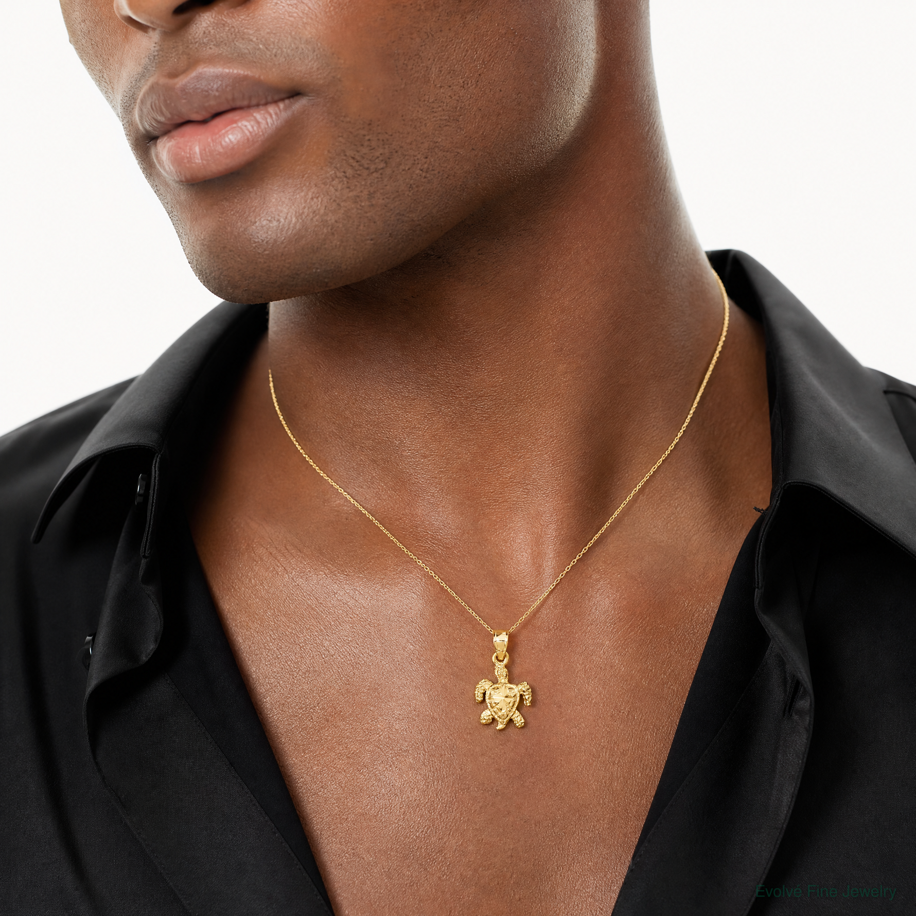 14K Turtle Pendant - Model Shot