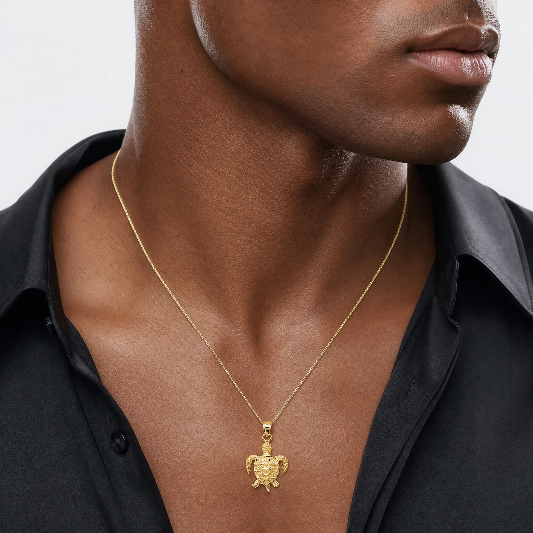 14K Turtle Pendant - Model Shot