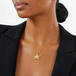 14k Sea Turtle Pendant - Model Shot