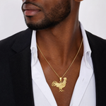 14k Rooster Pendant - Model Shot
