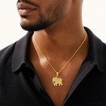14k Textured Elephant Pendant - Model Shot