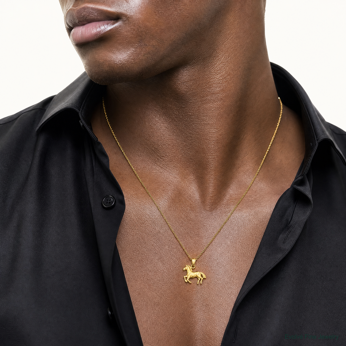 14K Diamond-cut Horse Pendant - Model Shot