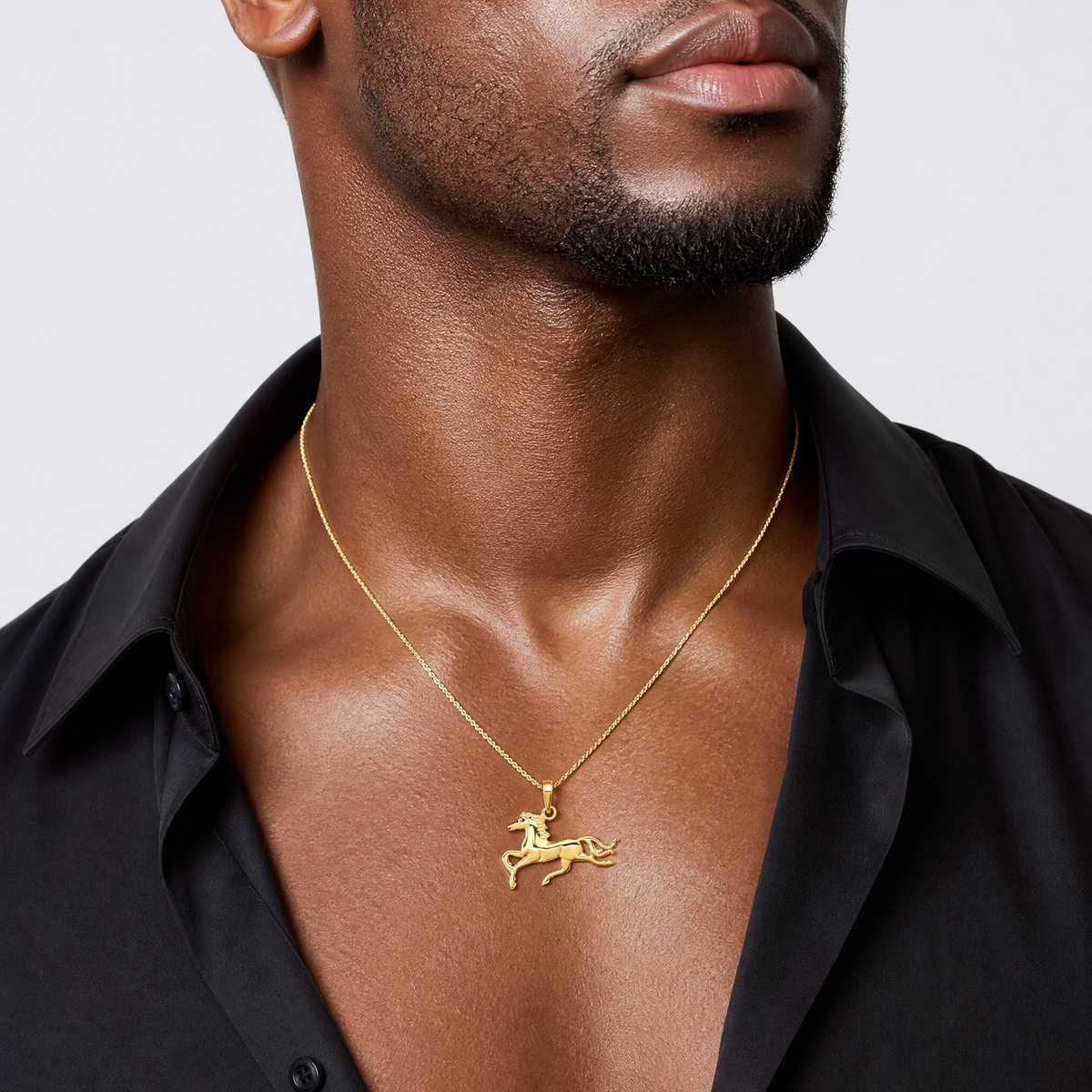 14k Horse Pendant - Model Shot