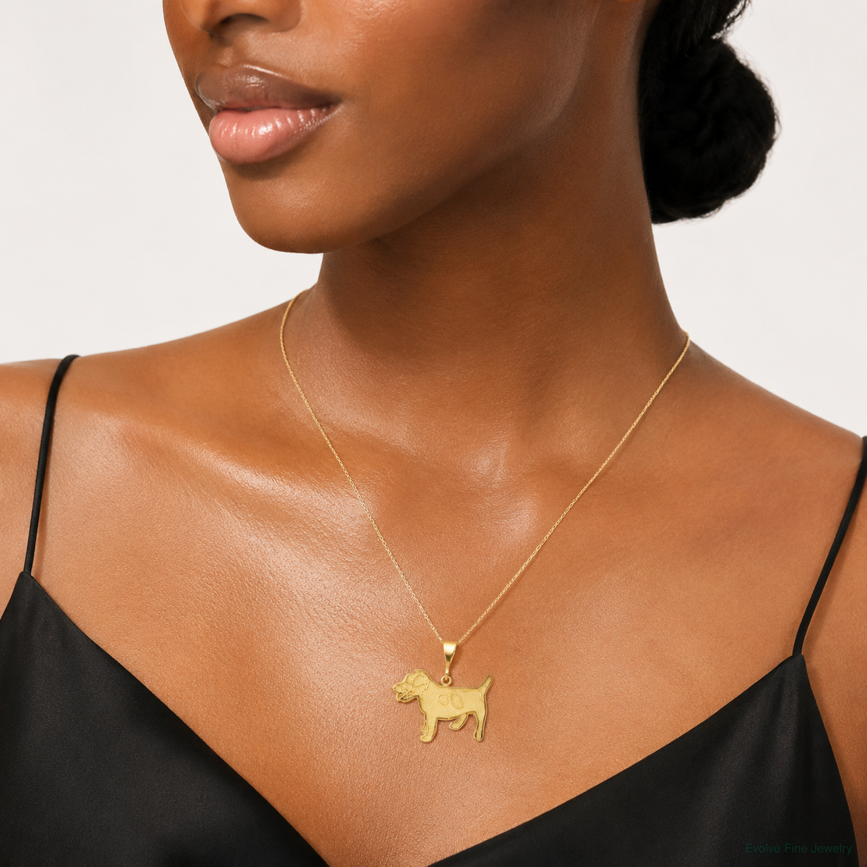 14k Jack Russell Terrier Dog Pendant - Model Shot