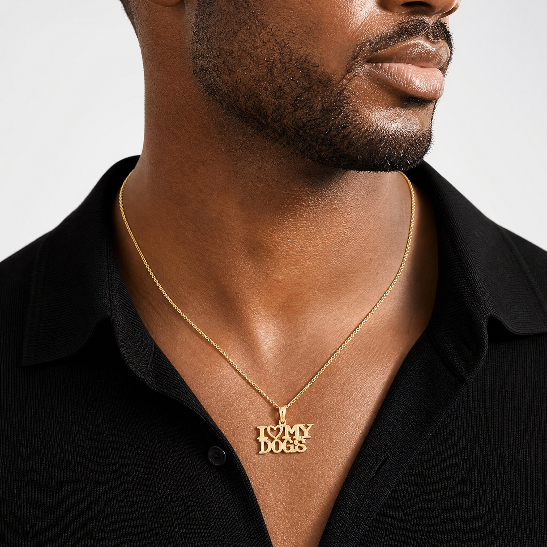 14k I HEART MY DOGS Pendant - Model Shot