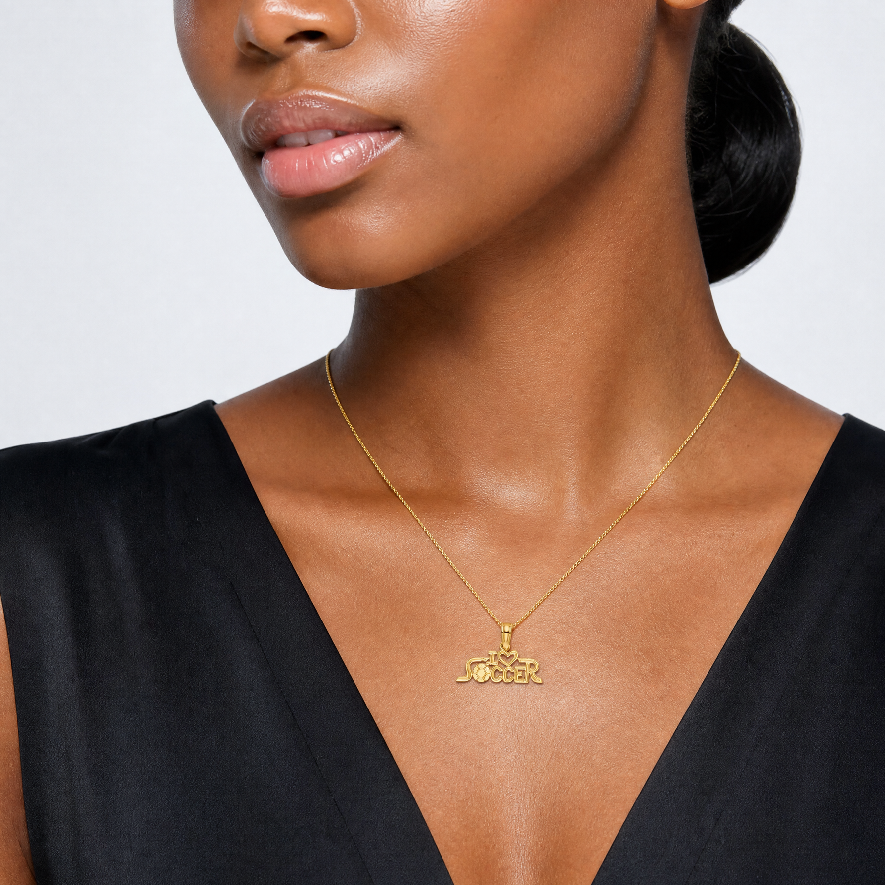 14K I HEART SOCCER Charm - Model Shot