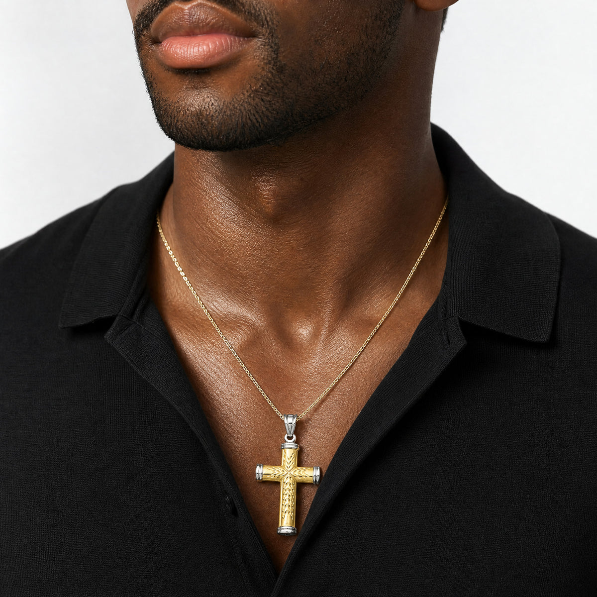 14K Two-Tone and Rhodium Reversible Cross - Model Shot