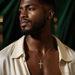 14K Two-Tone w/Rhodium Inri Crucifix Pendant - Model Shot