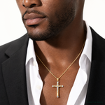 14K Two-Tone w/Rhodium Inri Crucifix Pendant - Model Shot