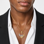 14K w/Rhodium LOVE and Floating Hearts Pendant - Model Shot